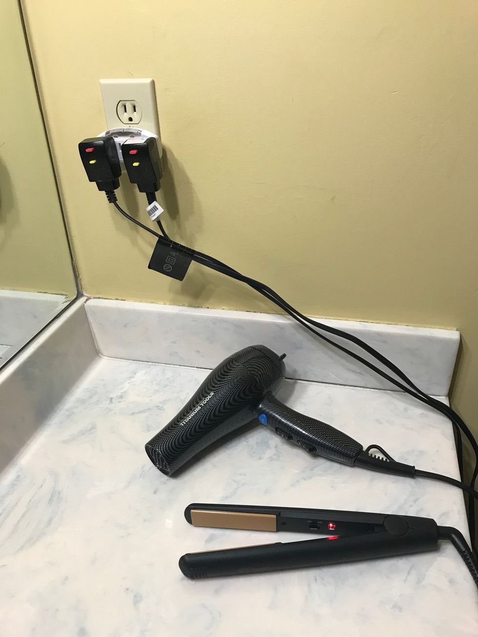 Plug in your Straightener and your blow dryer