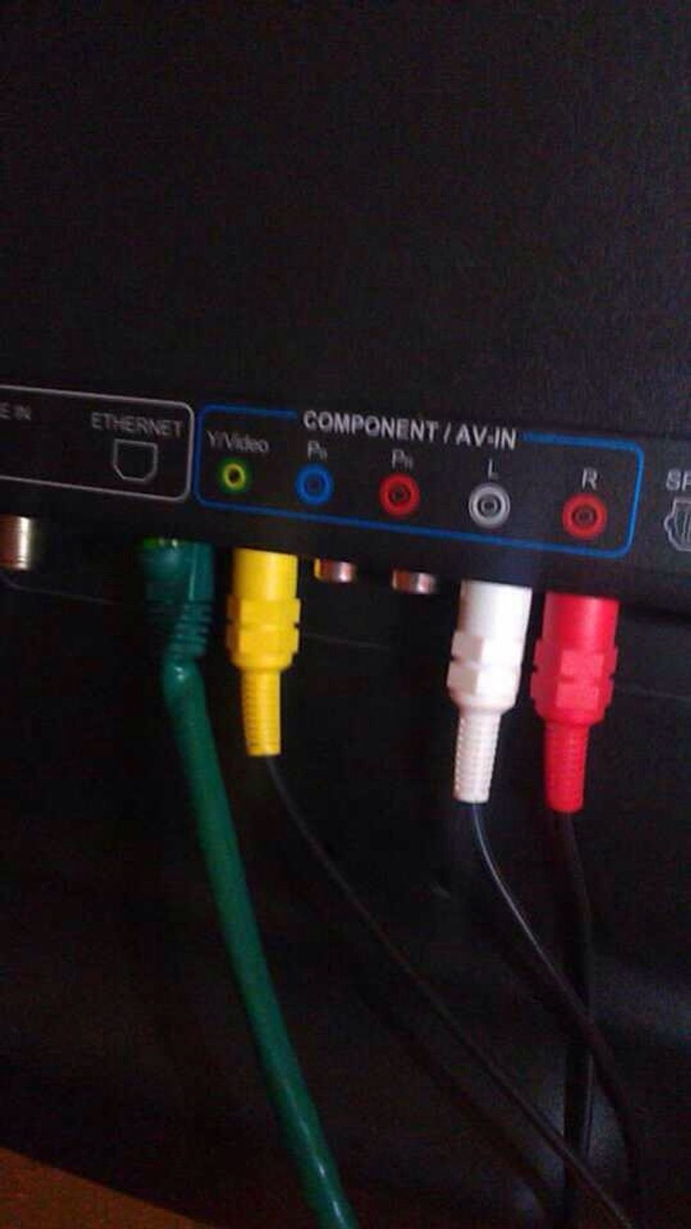 Plug the yellow, white, and red into the corresponding plugs