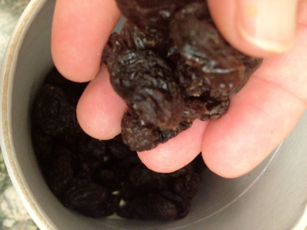 Plump organic raisins or even better cranberries add sweet surprise bites. Add desired amount to accent. I chop mine to spread the love and not the sugar.