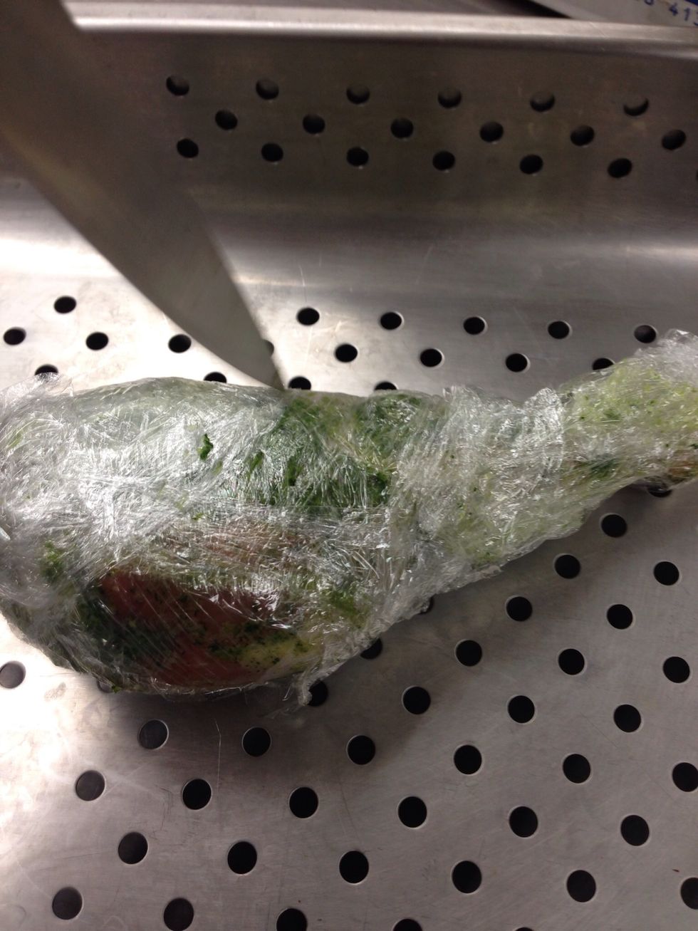 Poke holes in the plastic to allow moisture to drip out.