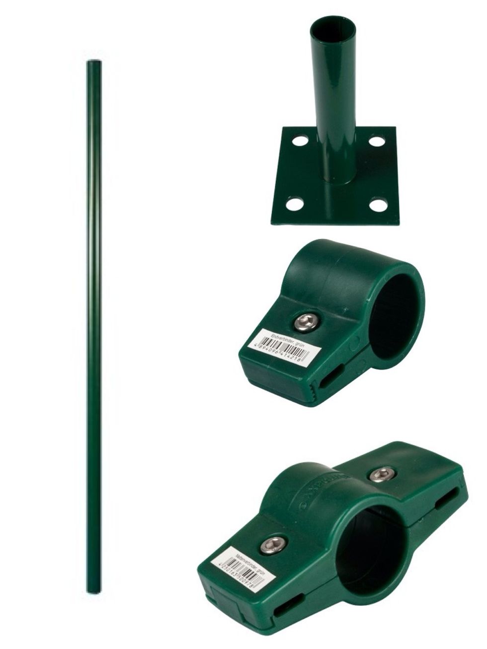 ... poles, pole-brackets to mount the poles and connectors to connect the fence elements to the poles.