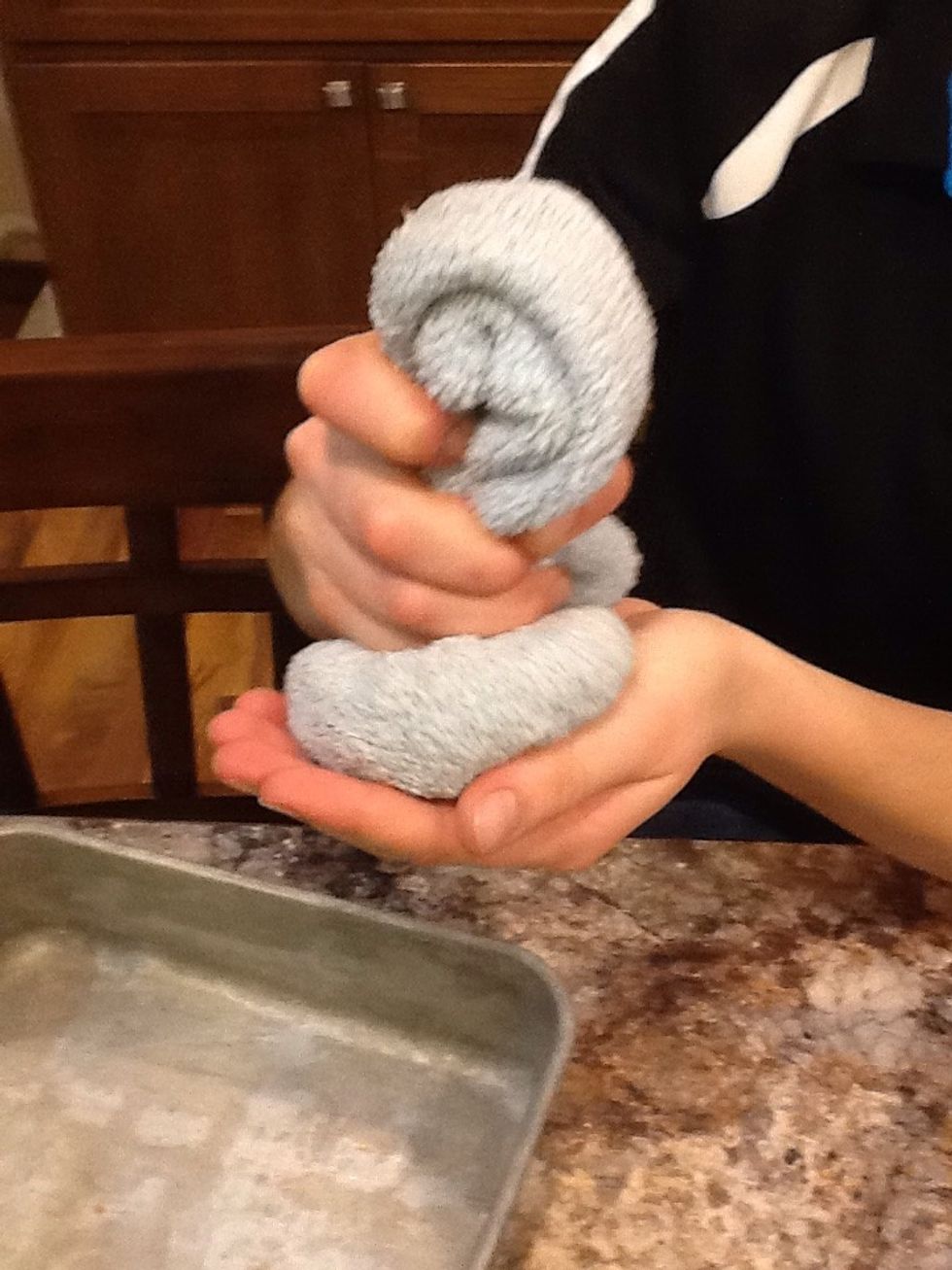 Polish the beans by rubbing until their shiny.