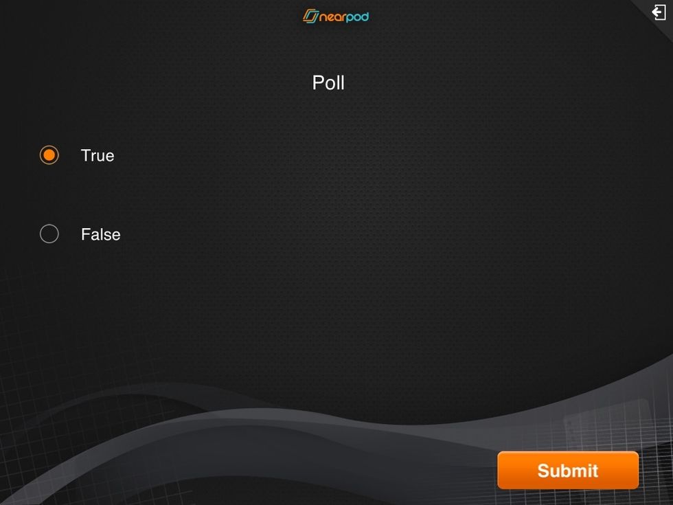 Poll slides display like this on the students iPad.