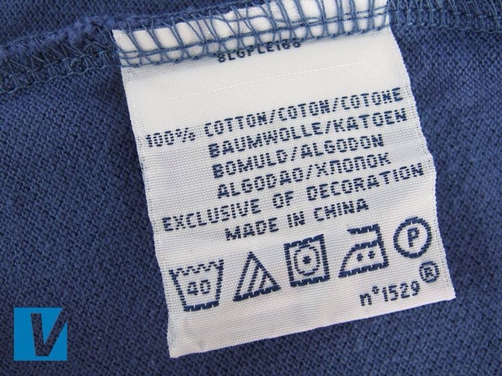 Polo by Ralph Lauren polo shirts feature a variety of care labels. All labels though will have evenly spaced copy, will feature a registered trademark R, and be stitched neatly to the shirt.