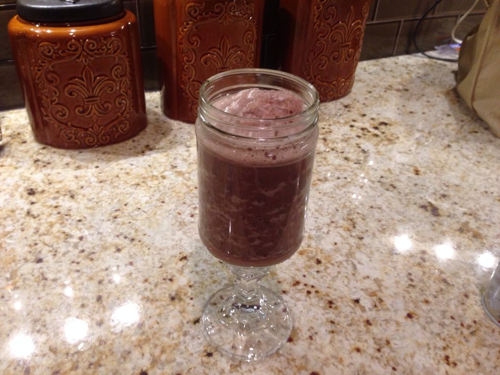 Poor into a glass. Now it's ready for the cream!