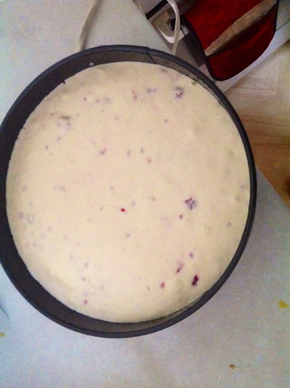 Poor into cake tin and place in oven for 40-50 minutes