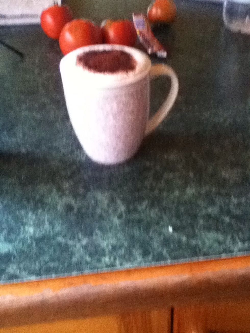 poor into mug and sprinkle some drinking chocolate on top