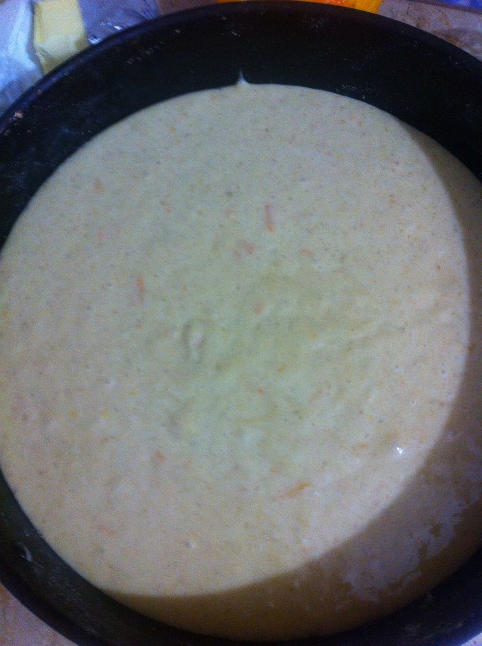 Pop it in the oven preheated at 400F or 200C for 20-30 minutes or until done when the toothpick comes out clean