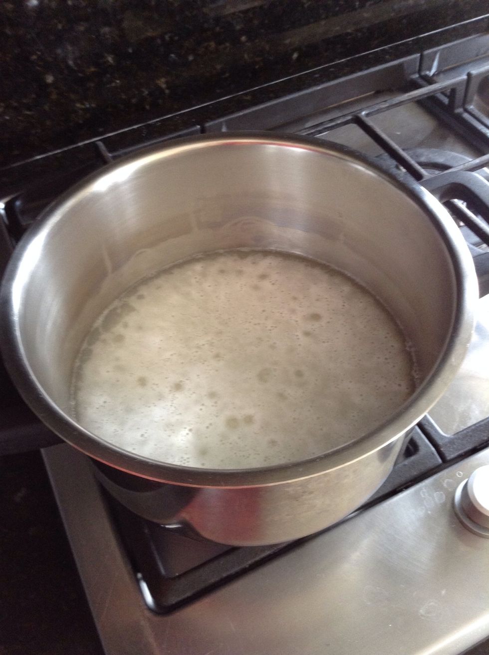 Pop on a lid (maybe leaving it slightly open so that the foam doesn't overflow), lower the heat, and gently cook for 25 minutes until the rice has absorbed the water.