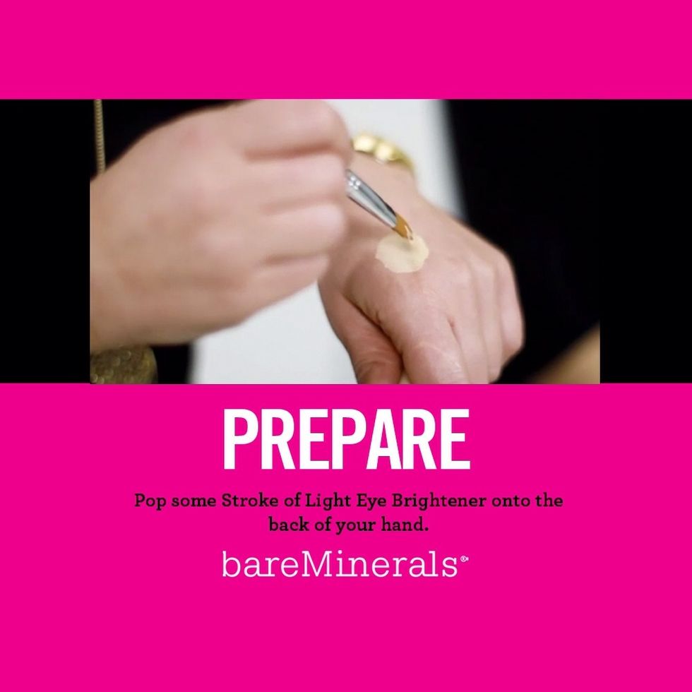 Pop some bareMinerals Stroke of Light Eye Brightener onto the back of your hand.