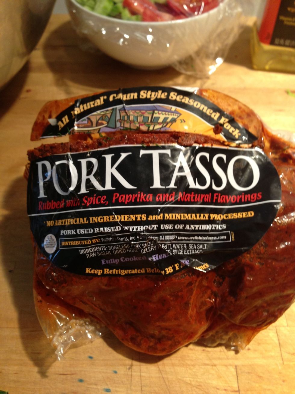 Pork Tasso to saut\u00e9ed with shrimp