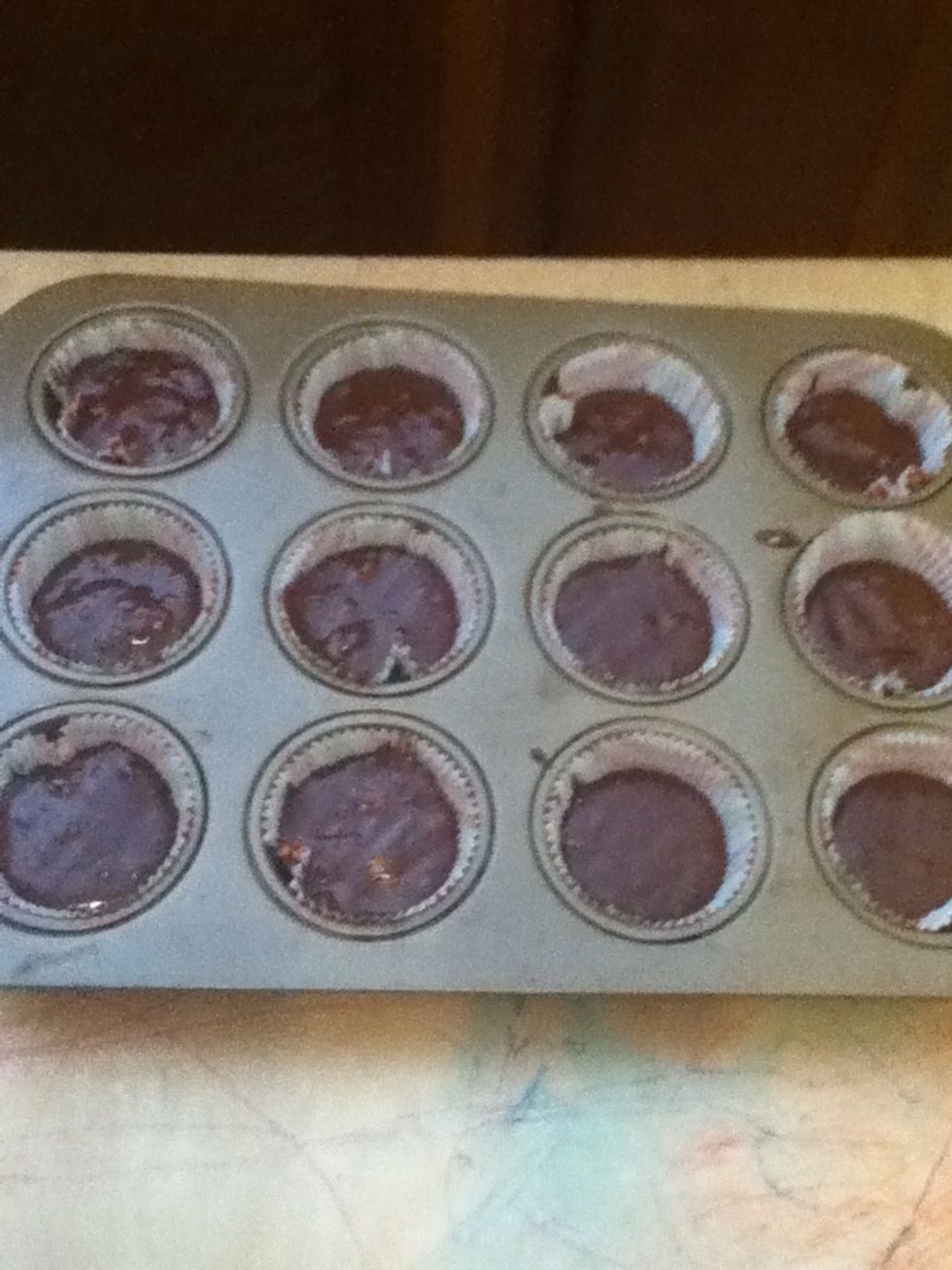 Portion out batter. Bake for 20-25 minutes.