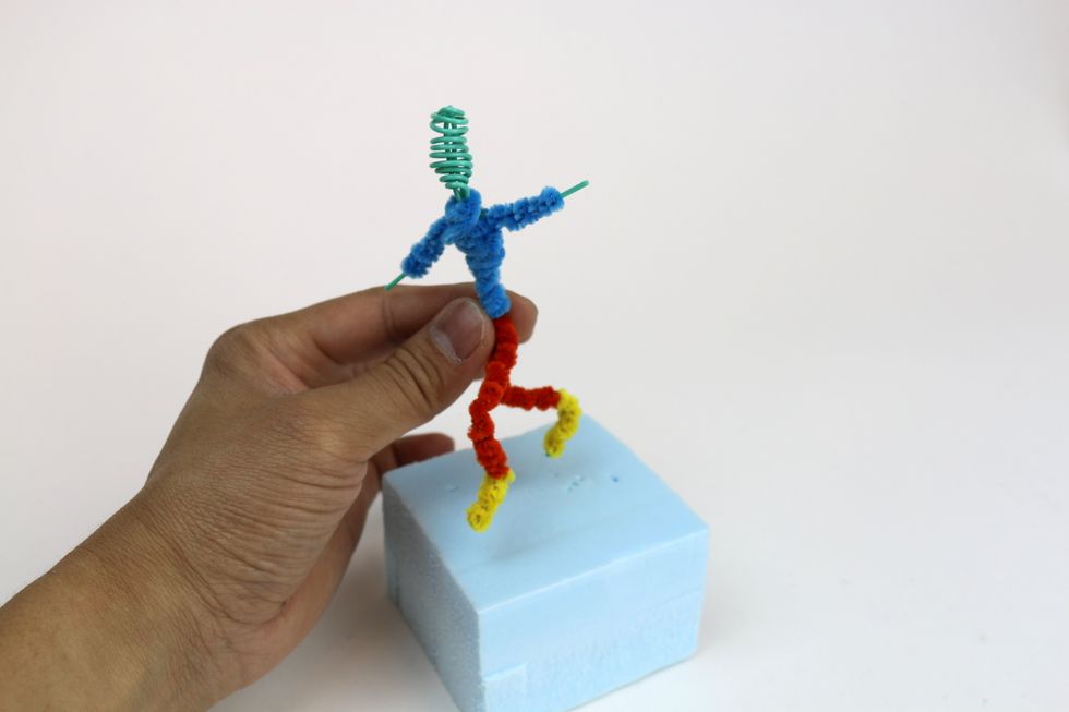 Position it on the foam block.