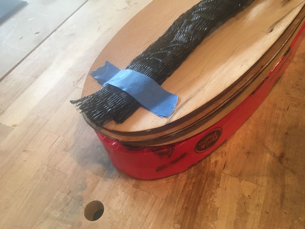 Position veneers on foam mold.