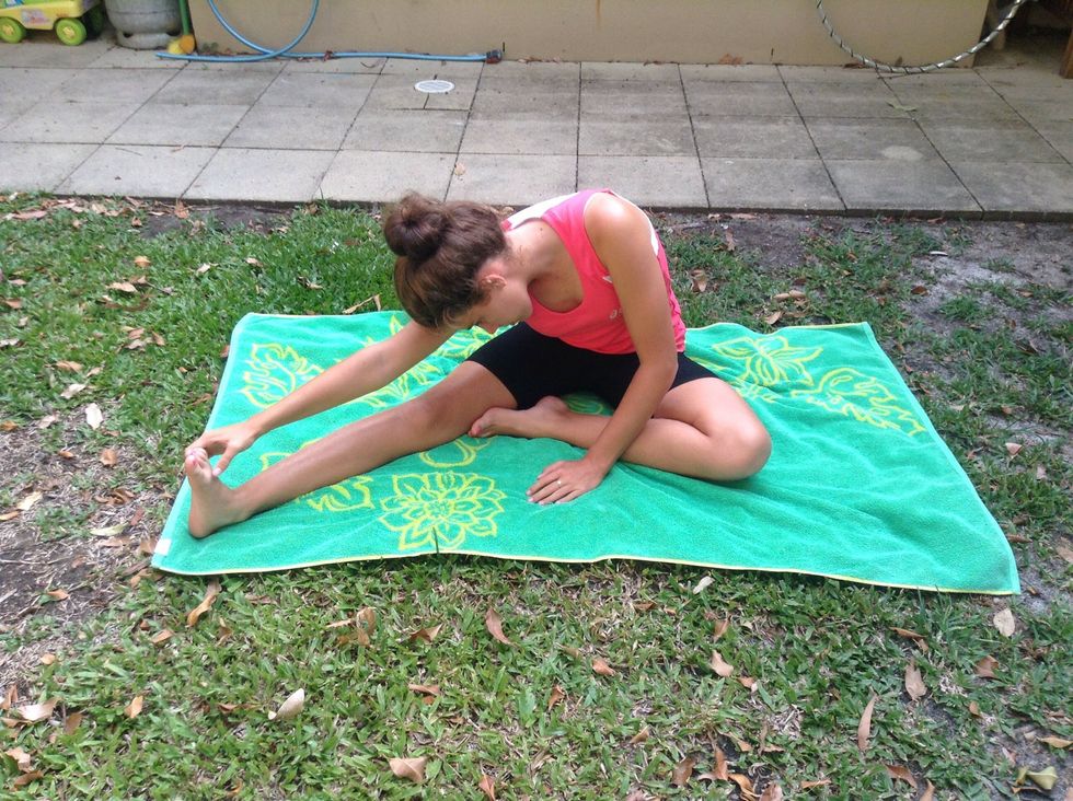 Position your legs like what is shown in the picture. Hold your legs for 15 seconds.