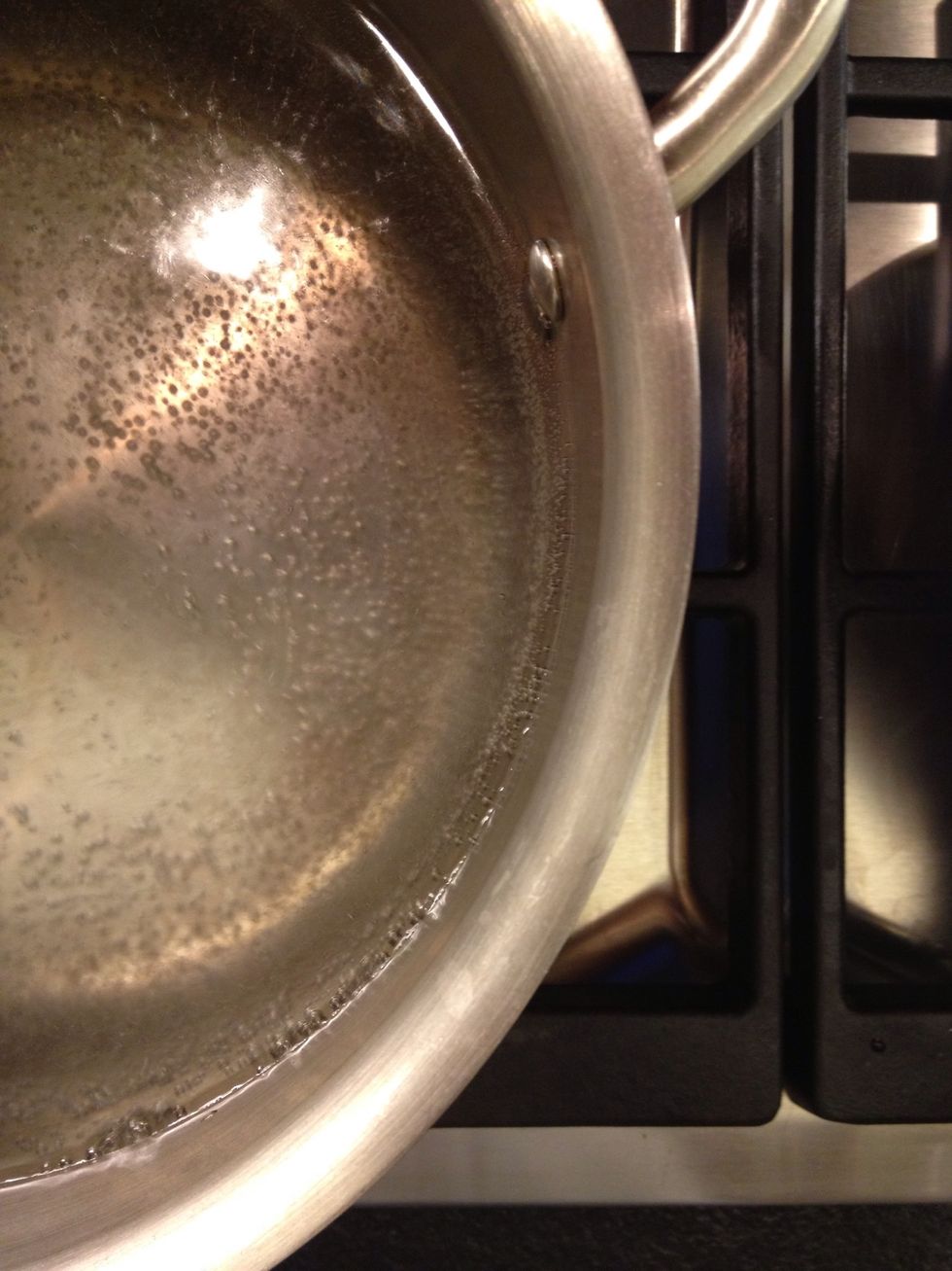 Pot on the fire with high heat. Full of water.