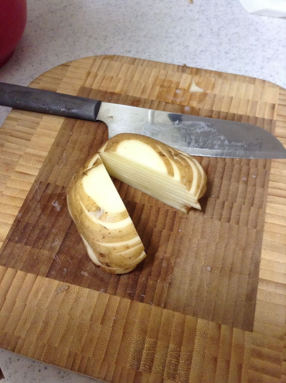 Potatoes cut in half