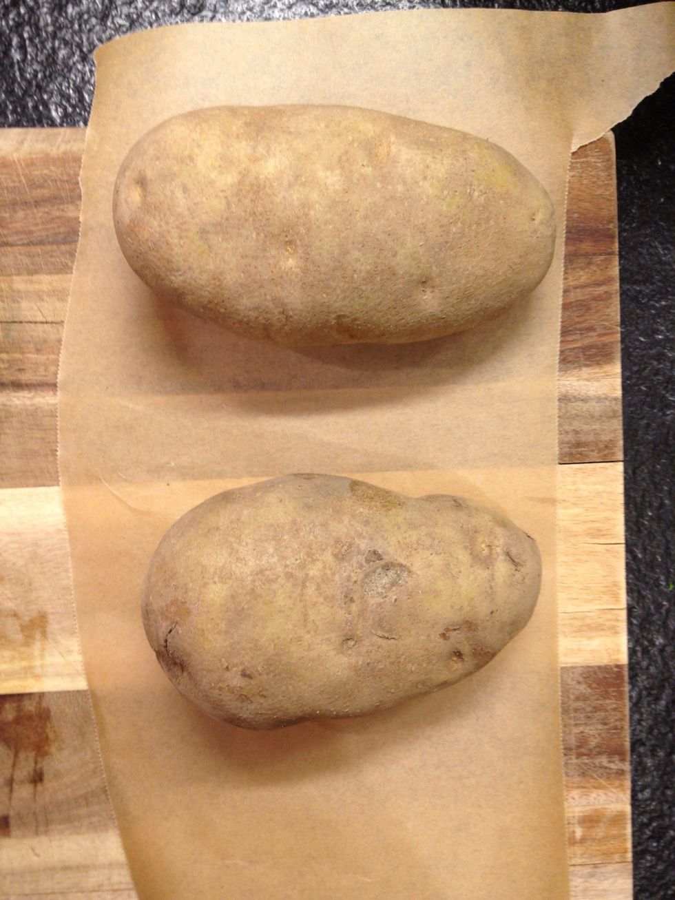 Potatoes. Idaho/Russet will create a light crust on them. Yukon Gold will be softer.