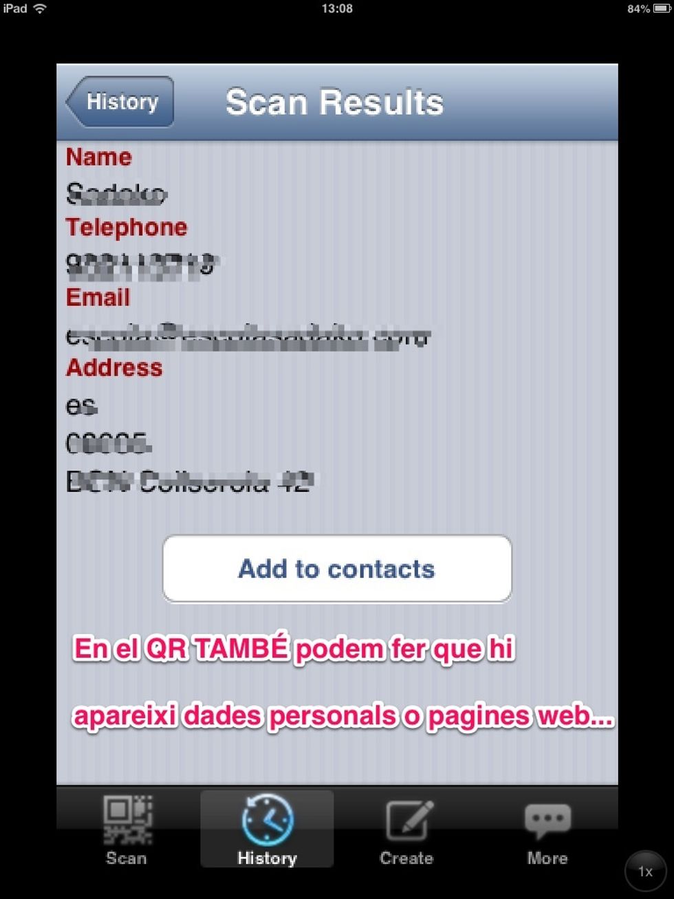 Pots inserir-hi dades personals com on vius mail... En un QR