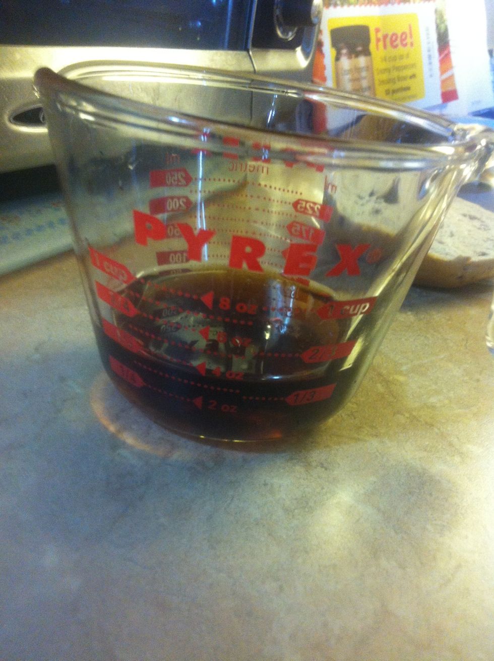 Pour 1/2 cup of syrup