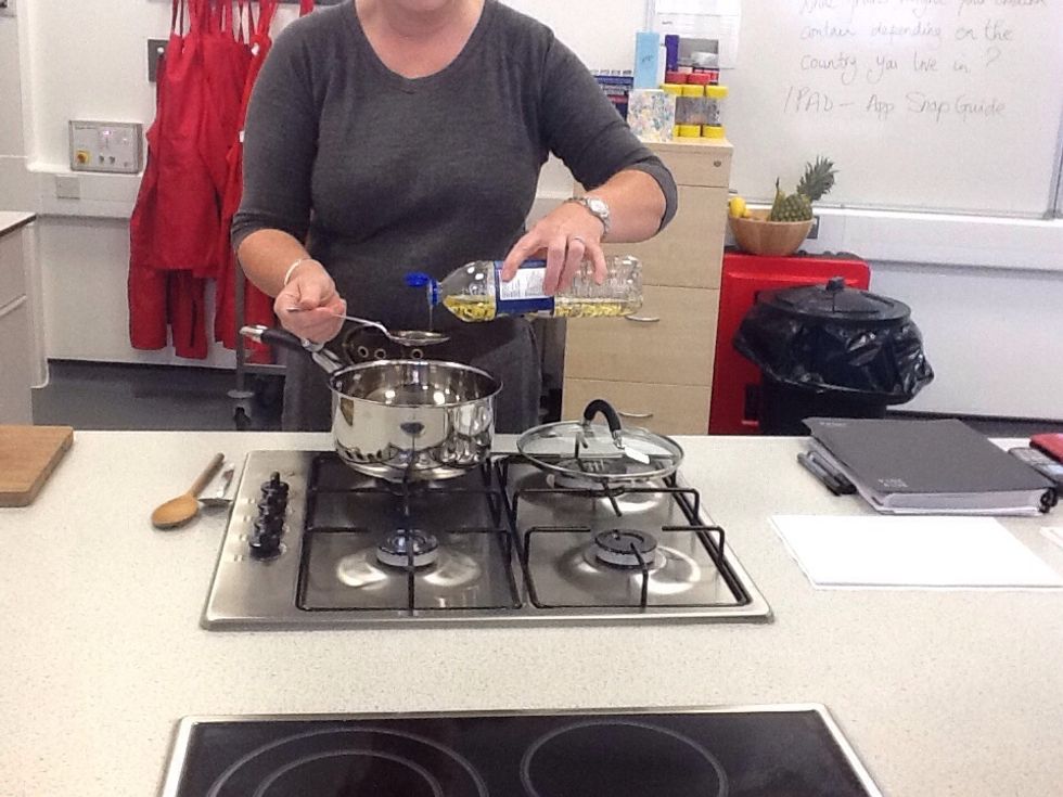 pour 2 table spoons of olive oil