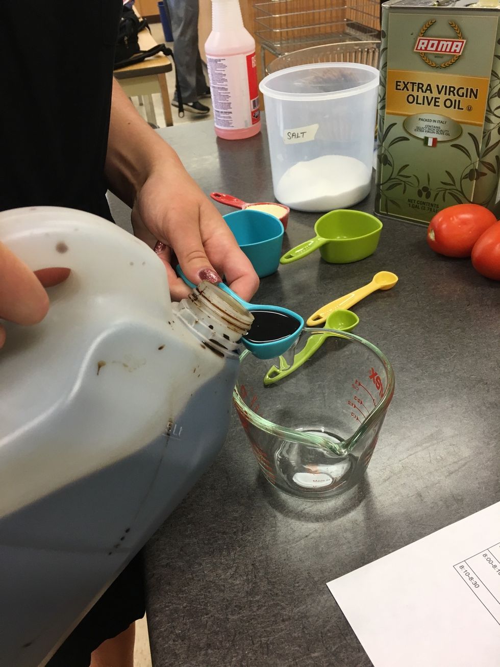 Pour 2 tablespoons of balsamic vinegar