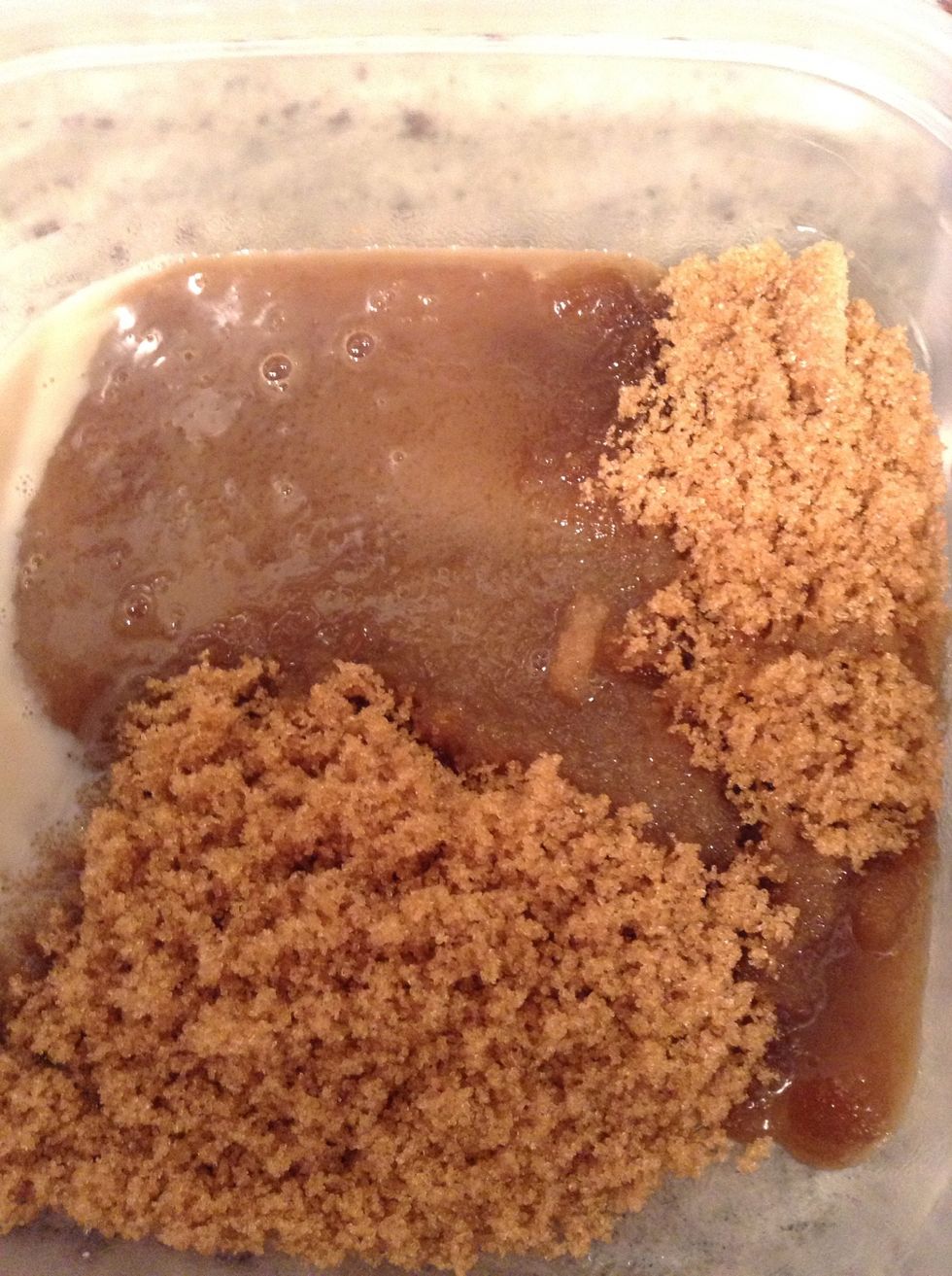 Pour 2 tablespoons of milk (NOT SKIM) into the same bowl.