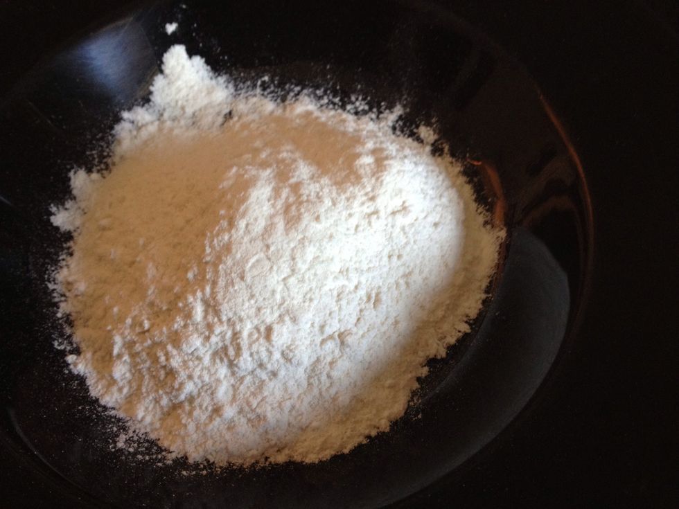 Pour 3/4 cup flour into a bowl