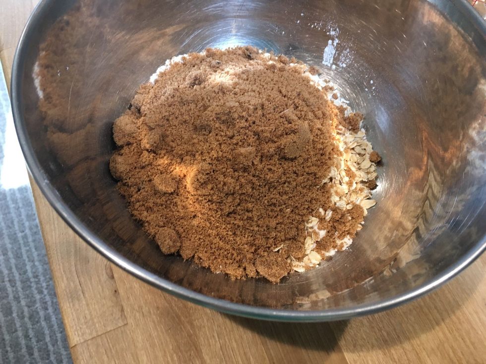 Pour 3/4 cup of brown sugar