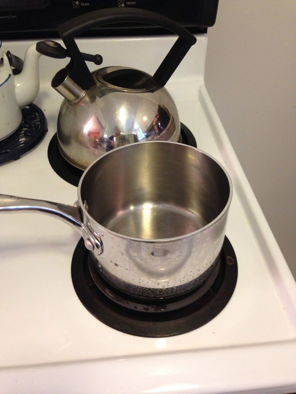 Pour 3/4 cups of water in a small sauce pan.