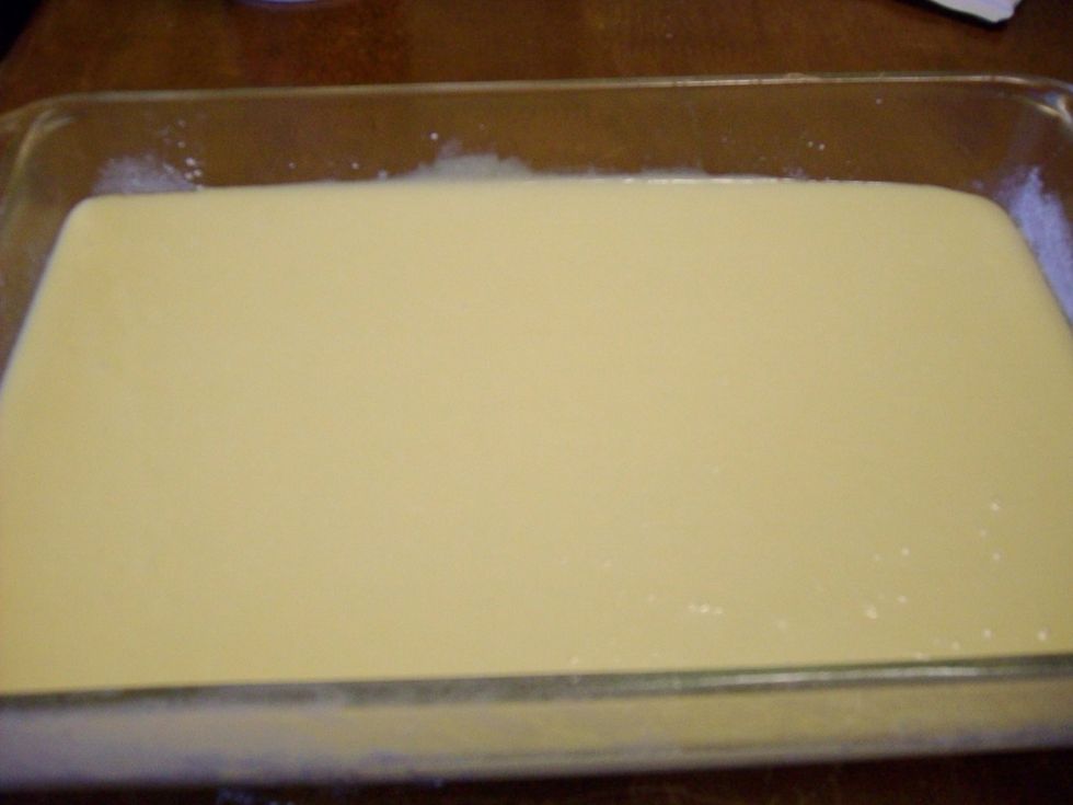 Pour 3/4 of batter into the pan.