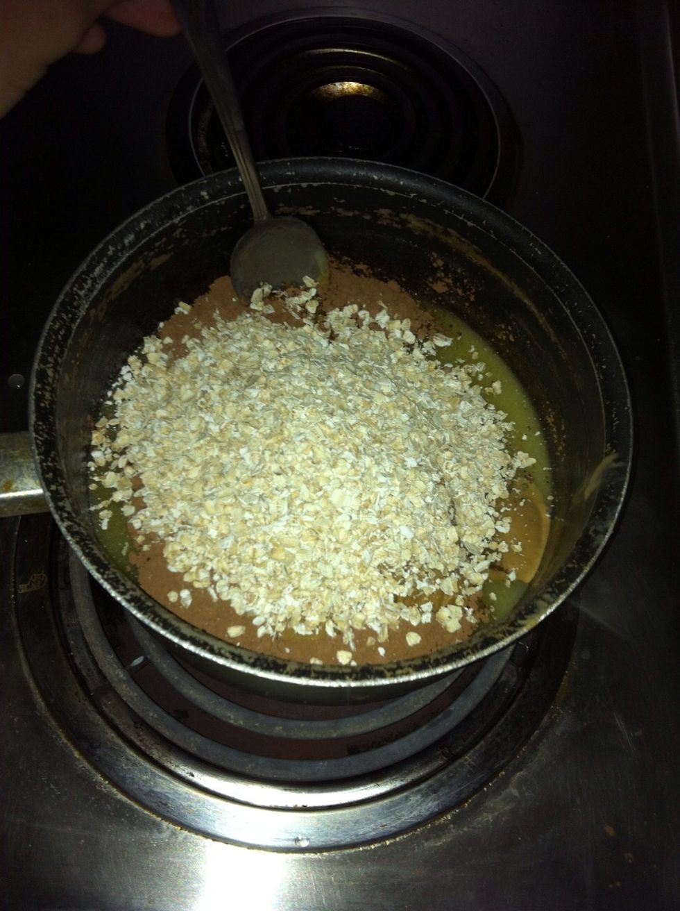 Pour 3c of oats into your pan.
