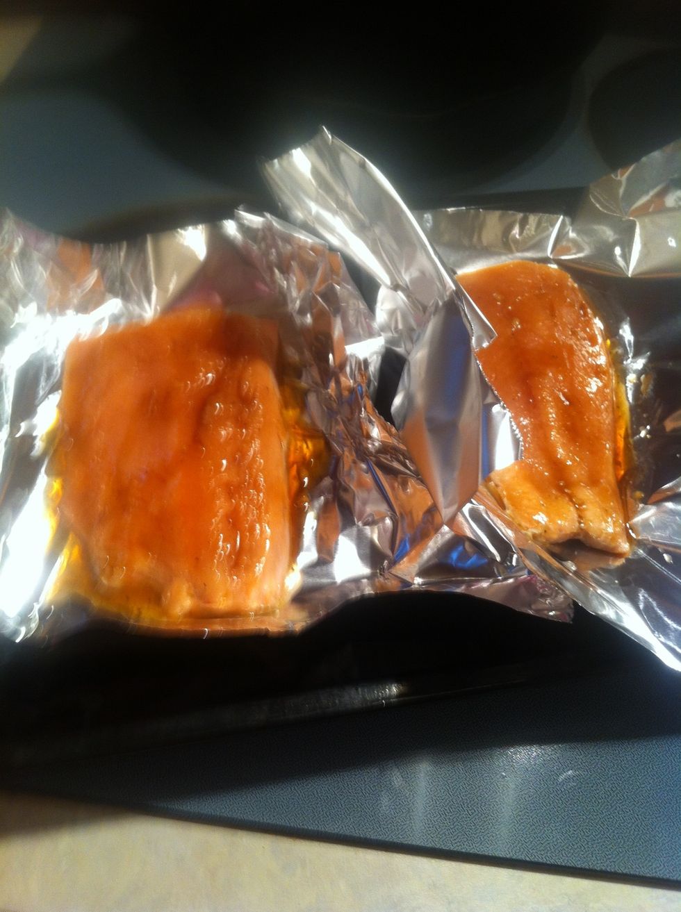 Pour a bit of the glaze over each fillet, and bake at 350 degrees for 20-25 mins, or until...