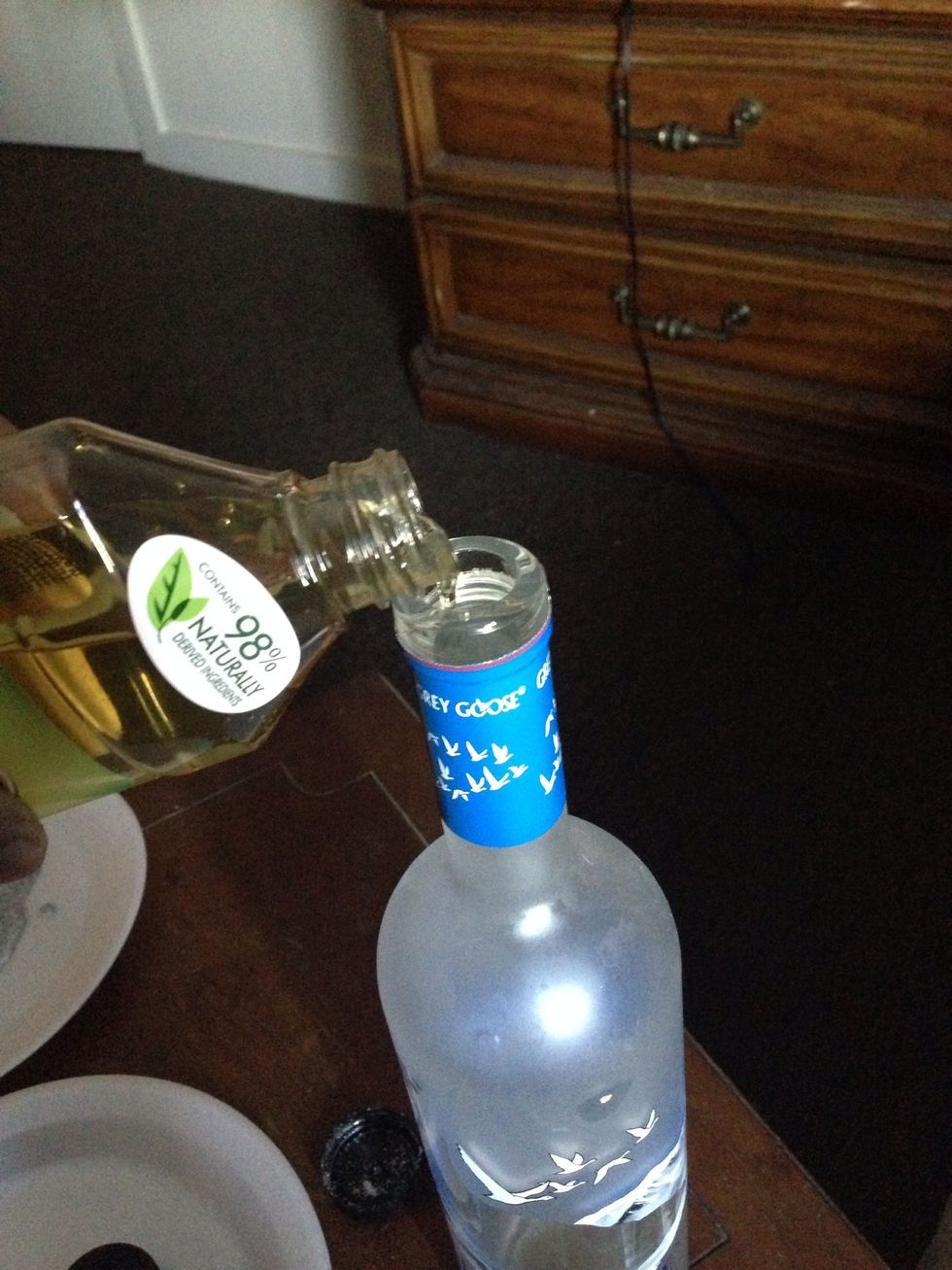 Pour a little in the bottle