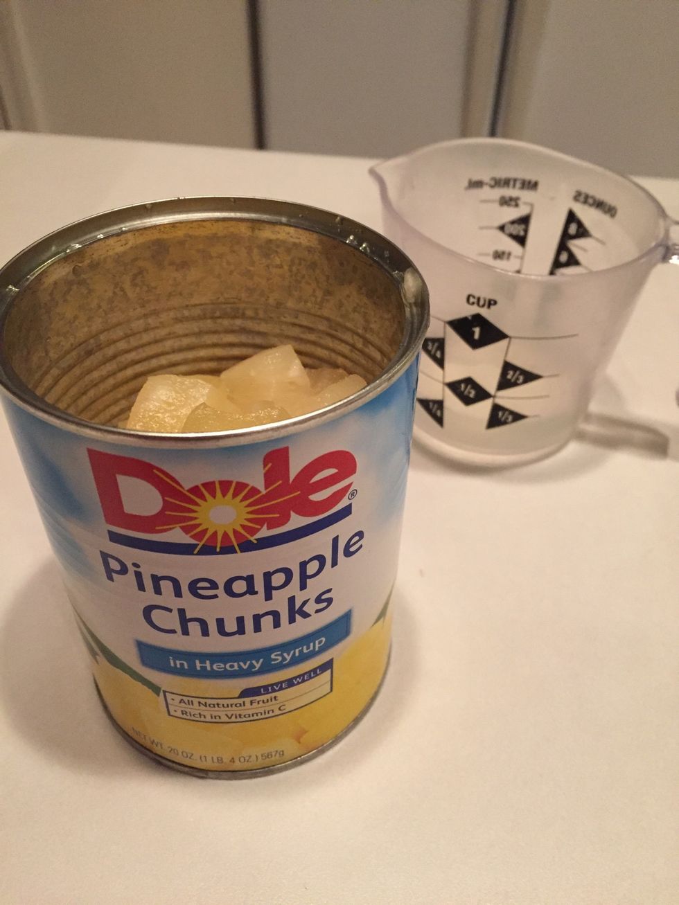 Pour a little pineapple juice into a cup and set aside (you will use 1 tablespoon of juice later in the recipe.)