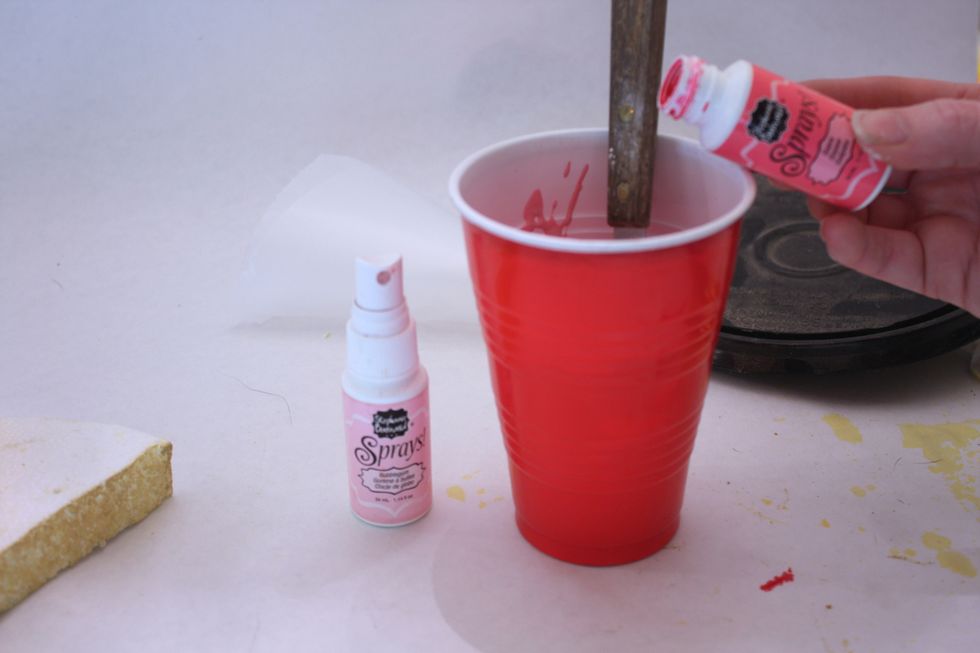 Pour a little Stephanie Barnard Spray into your mixture and add water. I used 4 heaping tbs, then added water until cake batter consistency. Add more plaster until it is frosting consistency