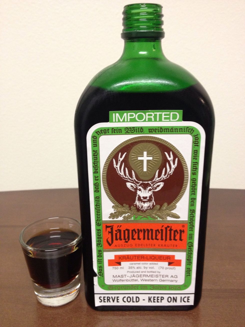 Pour a shot of J\u00e4germeister. (yummy)