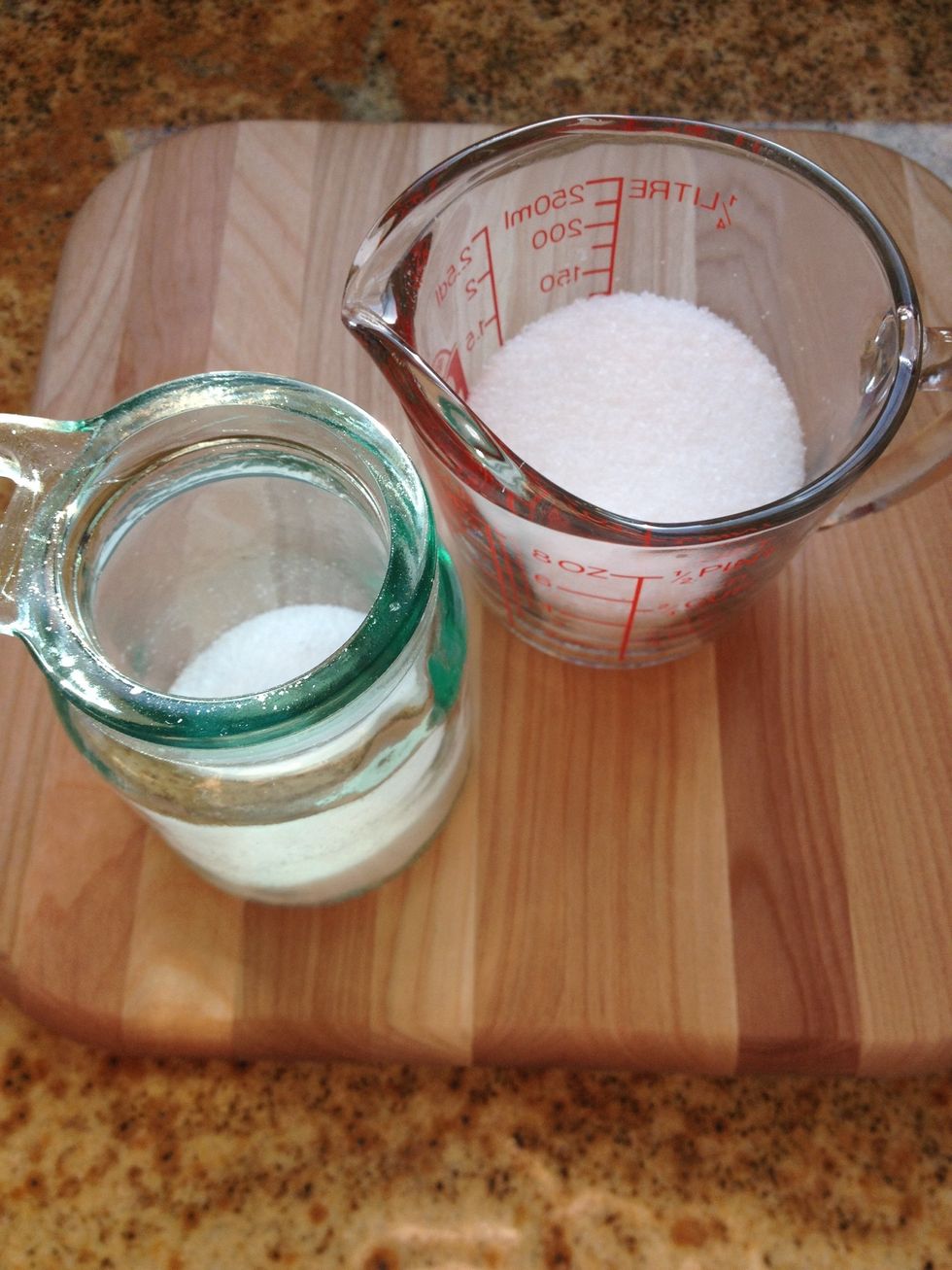 Pour about 2 ounces of salt into container.
