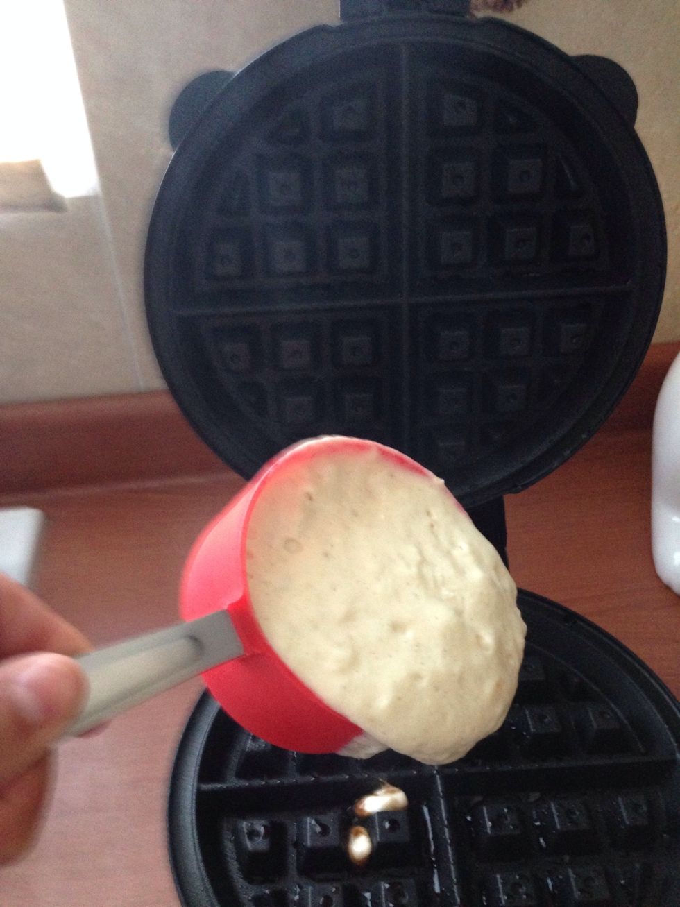 Pour about a cup of the batter