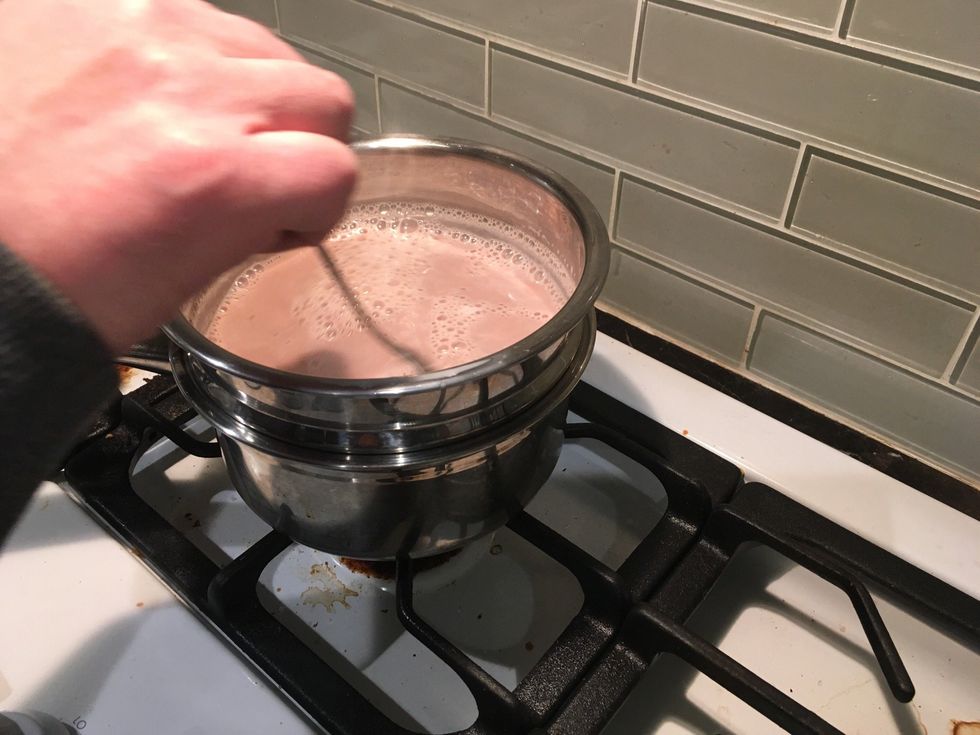 Pour all into the cup and stir