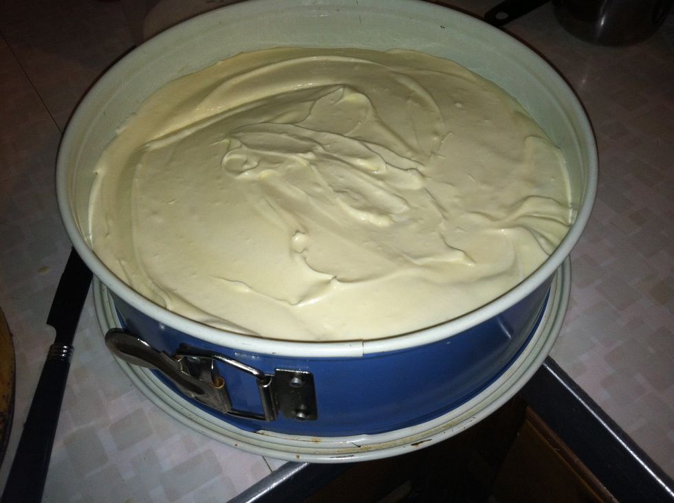 Pour all of mixture into springform pan, scrap the bowl clean too....every little bit helps!