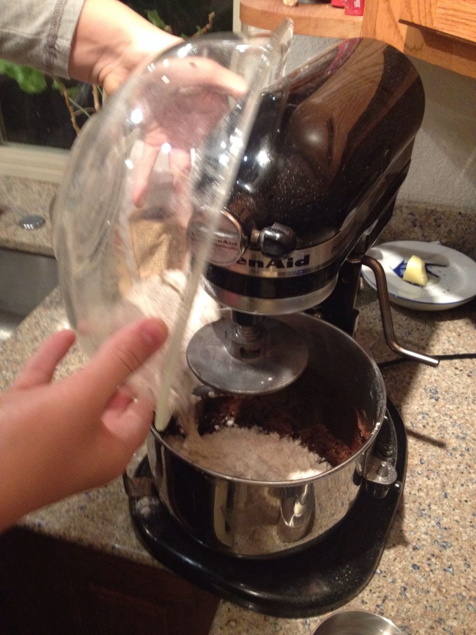 Pour all remaining flour in and mix.