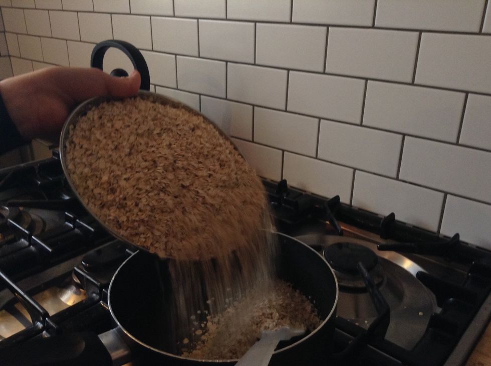 Pour all the oats in