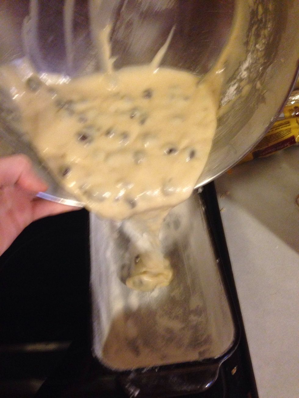 Pour batter in the pan