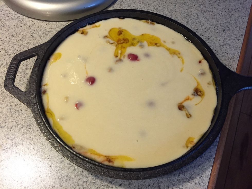 Pour batter into pan. Bake for 30-35 minutes. Test for doneness with a toothpick.