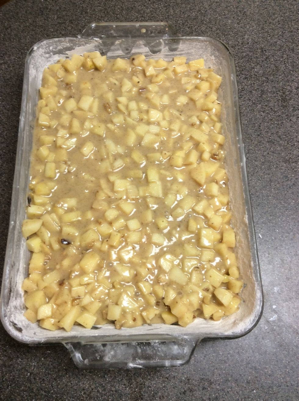 Pour batter into pan