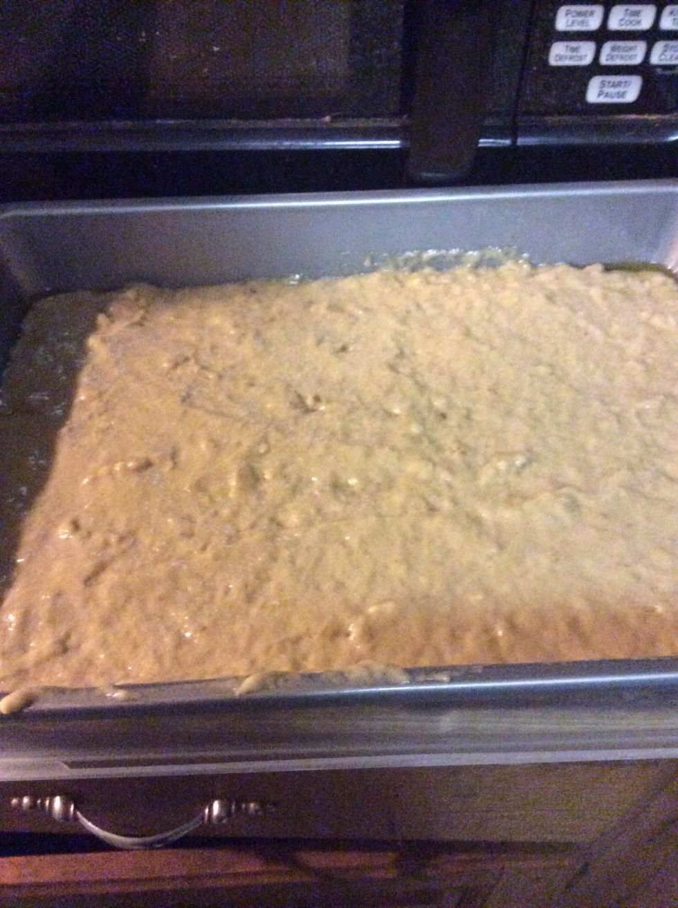 Pour batter into prepared pan