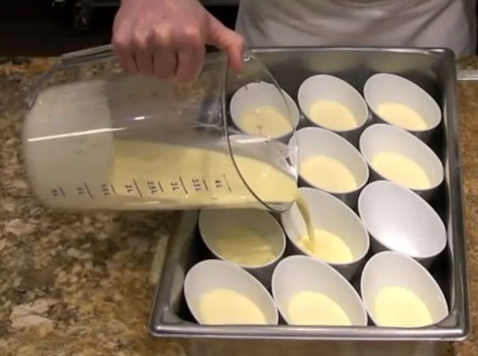 Pour batter into the vessels.