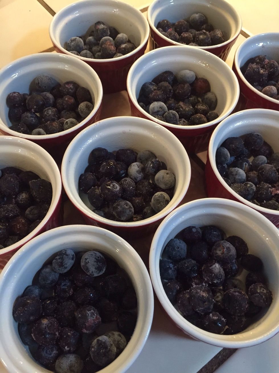 Pour blueberries into your baking dish.