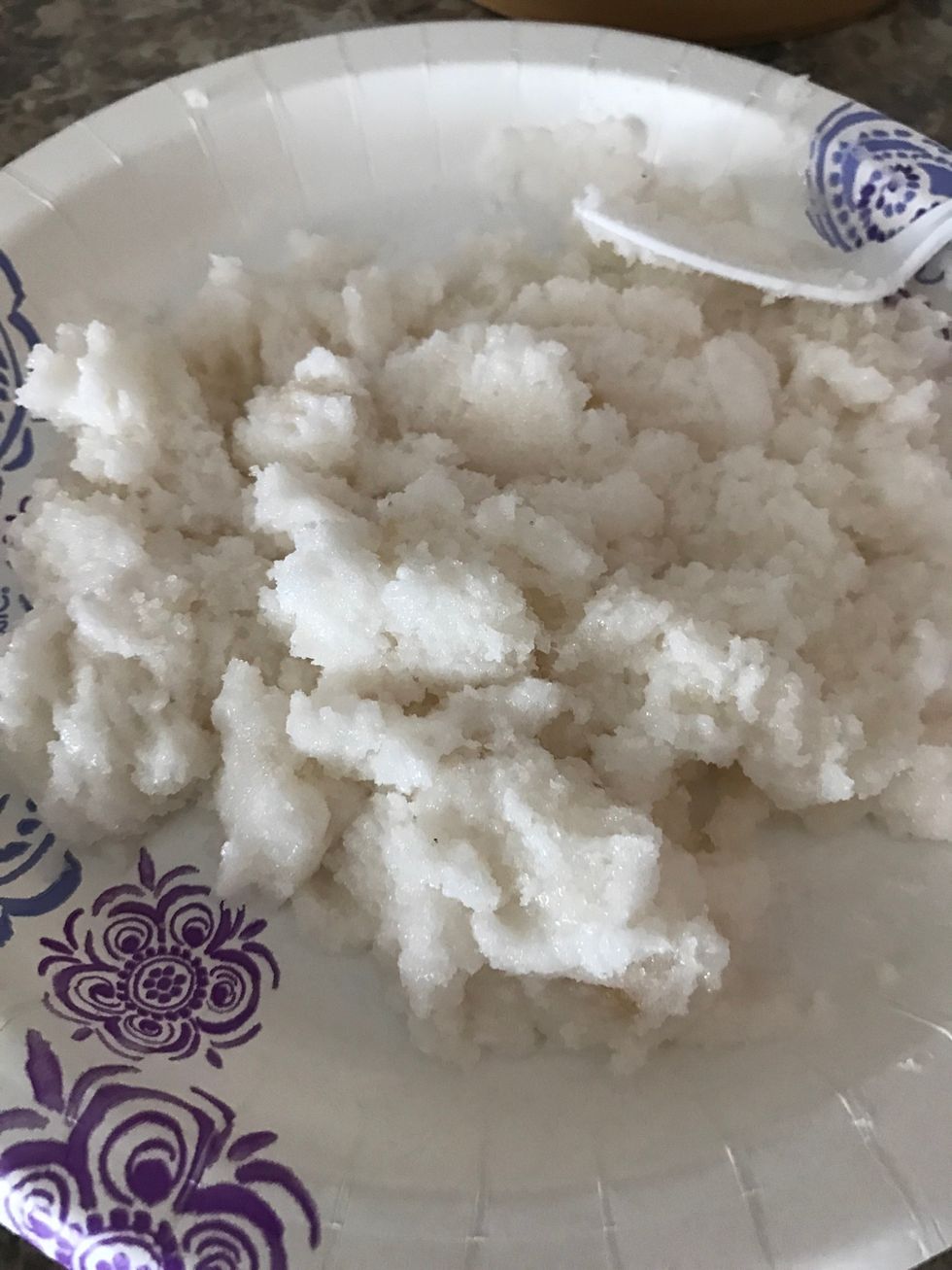 Pour both bowls on a plate and mix together